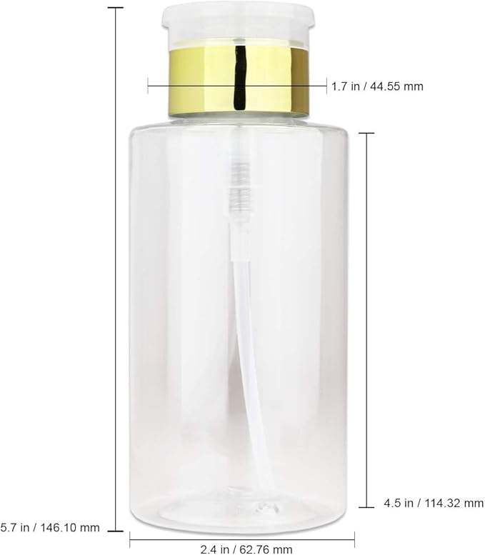 10oz Gold Push-Down Dispenser Bottle - 1 Bottle - Empty Refillable Pump Bottle for Nail Polish Remover
