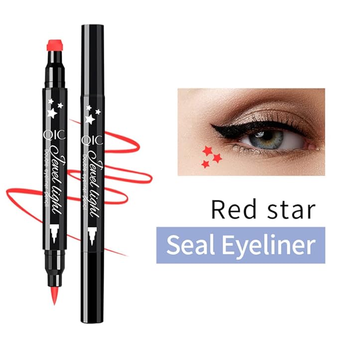 Go Ho Red Liquid Eyeliner Stamp, Star Stamp Makeup, Double-Side Waterproof Pen, Long-lasting Smudge-proof Tools, Eye Liner Makeup, 1 PC