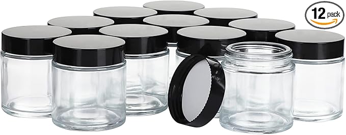 4OZ Glass Jars with Lids, Hoa Kinh Small Glass Jars, 12 Pack Empty Round Canning Storage Jars Containers for Storing Lotions, Powders, and Ointments