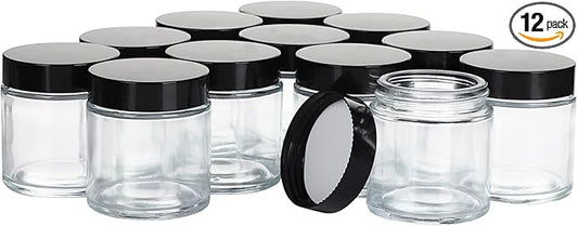 4OZ Glass Jars with Lids, Hoa Kinh Small Glass Jars, 12 Pack Empty Round Canning Storage Jars Containers for Storing Lotions, Powders, and Ointments