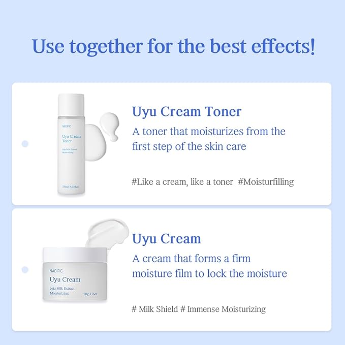 NACIFIC] Uyu Cream Ampoule 1.69fl. oz. 50ml with Jeju milk extract Essence Ceramide 5 complex Moisture lasting Natural ingredients Korean skin care
