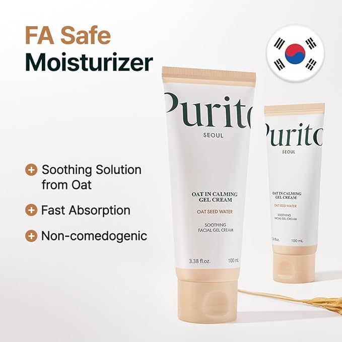 PURITO Post-Acne Moisturizer, Recovery & Glow Boost, Silicone-Free, Non-Comedogenic, Vegan, Korean Skincare, Oat In Calming Gel Cream, 3.38 fl oz / 100ml
