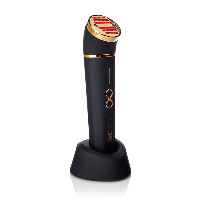 GLO24K Red Light Beauty Device for Face & Neck – 3-in-1 Facial and Neck Massager with Triple LED & Advanced Vibration Technology