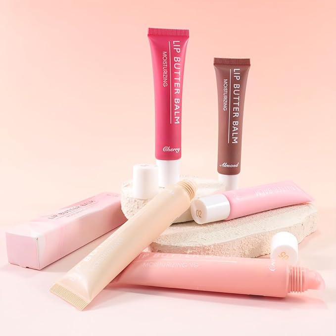 Summer Hydrating Lip Butter Balms Lip Gloss,Natural Vegan Lip Balm Tinted for Instant Moisture,Shine,Hydration Purple-Tinted,Soothes & Softens Dry Lips,Bálsamo labial hidratante 04#Cherry (0.5 Oz)