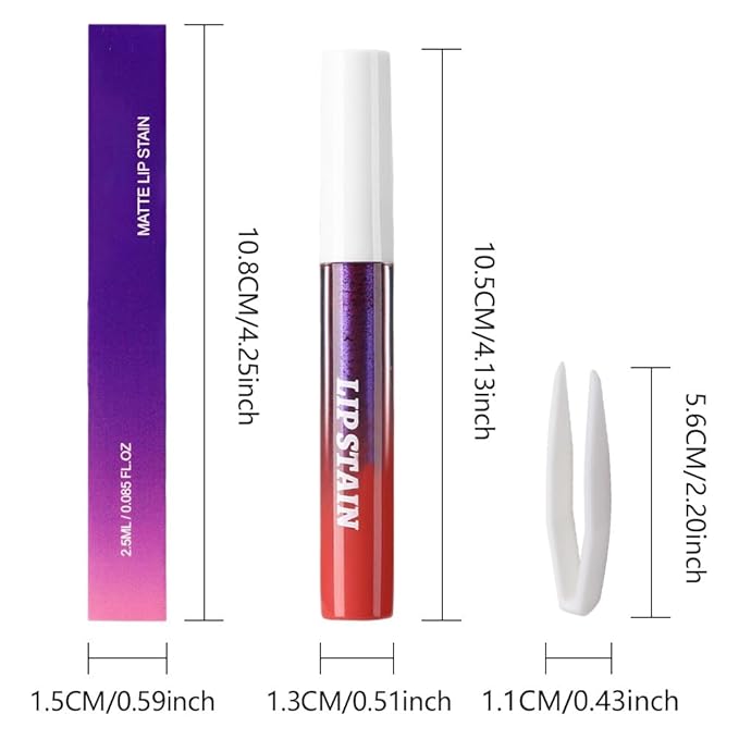 evpct Mauve Red Peel Off Lip Stain Tints with Tweezer, Matte Liquid Lipstick Lip Stain Long Lasting Waterproof for Women, Non-stick Cup Lipstick Peel Off High Pigmented Smudge-proof Easy to Apply, 02
