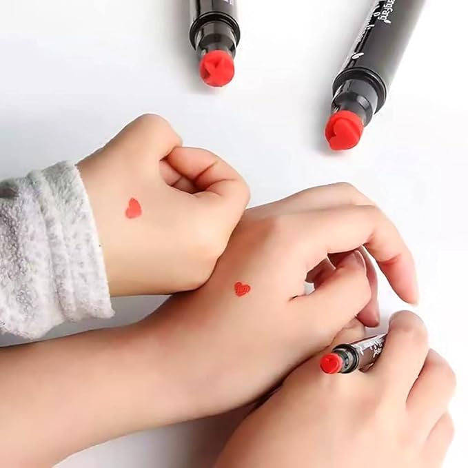 Go Ho Red Liquid Eyeliner Stamp,Heart Stamp Eyeliner Red Makeup,Halloween Costumes Makeup,Double-Seal Waterproof Eyeliner Pen,Long-lasting Smudge-proof Eye Liner Makeup Tools,1 PC