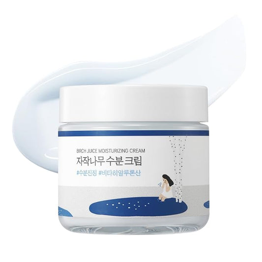 ROUND LAB Birch Juice Moisturizing Cream 2.7 Fl Oz, 48-Hour Deep Hydrating Face Moisturizer with Birch Sap & Vita Hyaluronic Acid for Acne-Prone Skin, Reduces Sebum, Oil, Blackheads, Korean Skin Care
