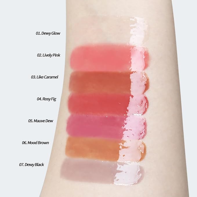Heart Percent Dote On Mood Dewy Melting Lipstick High-Shine Glow & Wet Look Glossy Finish Lip Color, #01. Dewy Glow