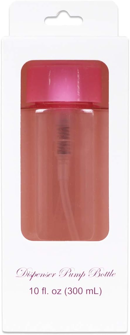 10oz Pink Push Down Pump Dispenser Empty Refillerble Bottle with Flip Top Cap - for Nail Polish, Travel, Cosmetics Packaging