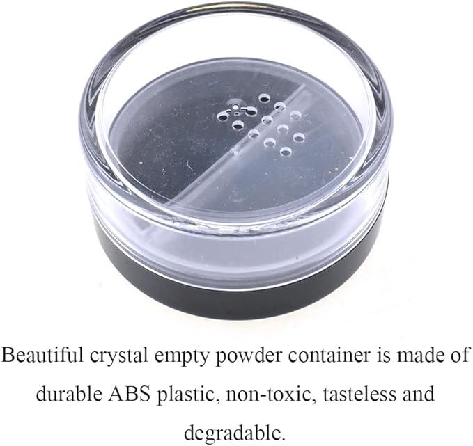 HAHIYO 3Pcs 20ml/0.68oz Plastic Empty Travel Compact Case Makeup Cosmetic Jar Refillable Powder Box No Leak Holder with Rotatable Sifter and Black Screw Lid