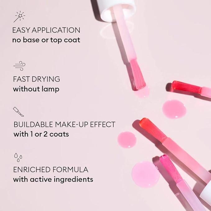 Manucurist Active Glow Grape All-in-One Perfecter Nail Polish & Care - No Lamp - Vegan & Made in France Ultra-Glowy Lilac Mirror-Like Shine - Nail Concealer & Care - Plant-Based Ingredients