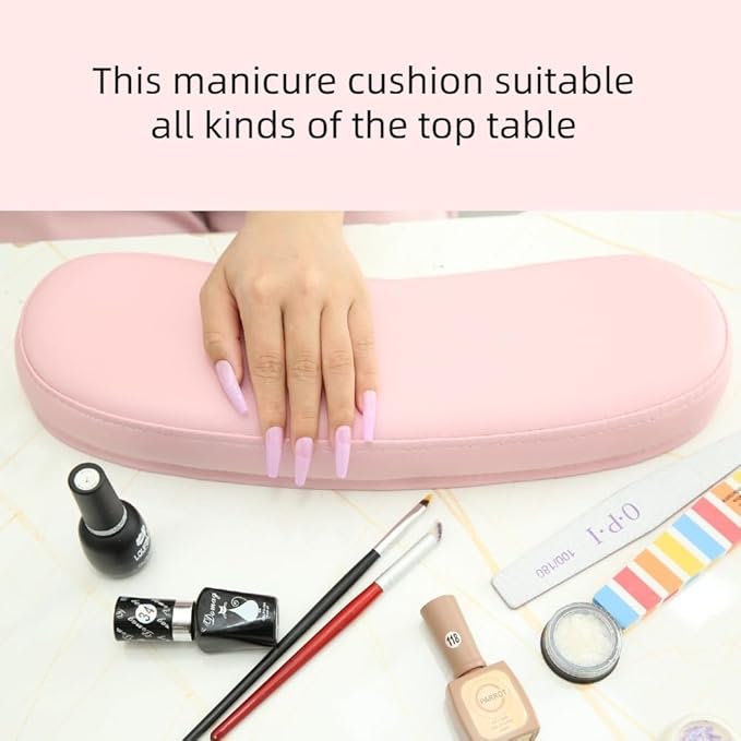 Manicure hand Rest Cushion Pillow Pad, Nail Polish Hand Cushion Pillow, Manicure Table Portable Nail Table Hand Cushion, Nail Art Tools Hand Cushion, Nail SPA Salon Home DIY Nail Tech (Pink)