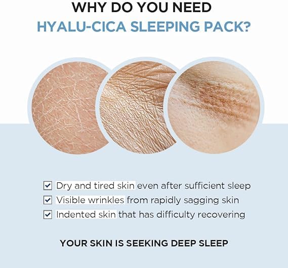 SKIN1004 Hyalu-CICA Sleeping Pack 3.38 fl.oz, 100ml Melatonin Hyaluronic Acid Centella Asiatica Extract Moist and Revitalization Multi Care Solutions