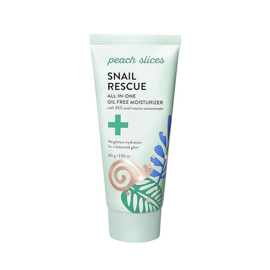 Peach Slices | Snail Rescue All-in-One Oil Free Face Moisturizer | 95% Snail Mucin | Lightweight, Long-Lasting Hydration | Silicone-Free | Face Cream | Skin Care | Clean & Cruelty-Free | 2.82 oz