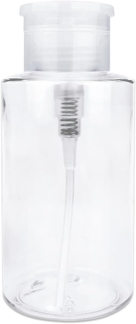 10oz Clear Push Down Pump Dispenser Empty Refillerble Bottle with Flip Top Cap - for Nail Polish, Travel, Cosmetics Packaging