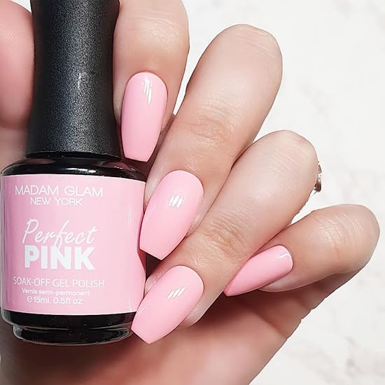 Madam Glam Vegan certified Soak-off Gel Perfect Pink 15ml UV/LED formulated gel