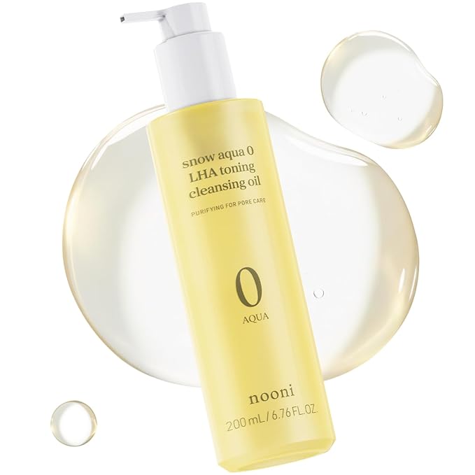 NOONI Facial Cleanser - Snow Aqua 0 LHA Toning Cleansing Oil | Makeup Blackhead Remover, Pore Control, Glass Skin, Help Control Sebum, Revitalizing, Moisturizing, Korean Skin Care, 6.76 Fl Oz (200 ml)