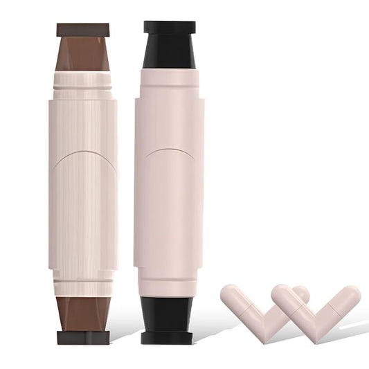 Eyeliner Stamp, Gel Eyeliner Set, Double-Ended Winged Stamp Set, Foldable Smudge-Proof Waterproof Eyeliners Tool, for All Eye Beginners Eyeliners, Easily Draw Exquisite Makeup Look (Black+Brown)