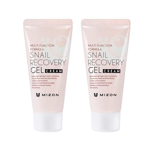 MIZON Set of Two Snail Recovery Gel Cream Snail Mucin for Fine Lines Skin Elasticity Moisture Fragrance-Free Korean Skincare(45ml 1.52 fl.oz -Pack of 2)