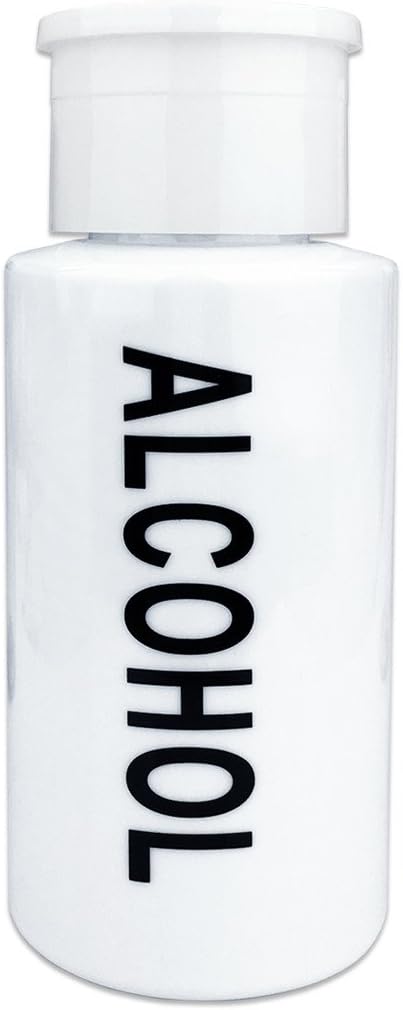 7oz White with Word Imprint Push Down Pump Dispenser Empty Refillerable Bottle with Flip Top Cap - for Nail Polish, Travel, Cosmetics Packaging