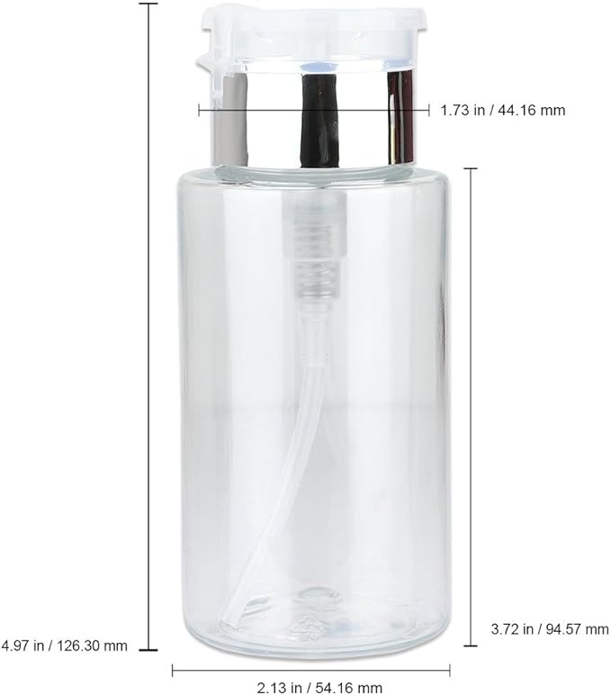 7oz Silver Push Down Pump Dispenser Empty Refillerble Bottle with Flip Top Cap - for Nail Polish, Travel, Cosmetics Packaging