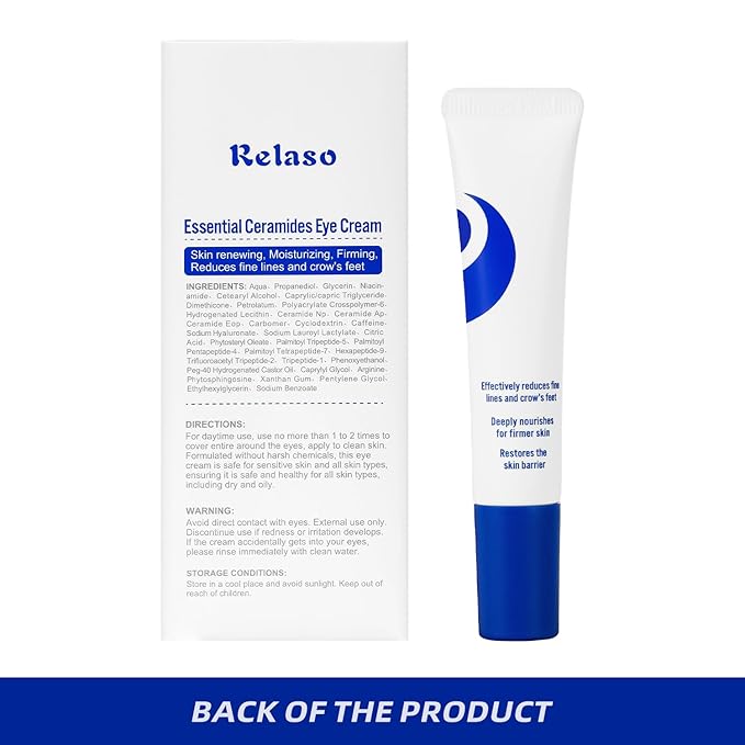 Eye Cream for Wrinkles & Crows Feet - with Essential Ceramides, Peptides & Caffeine & Niacinamide - Reduce Puffiness & Bags Under Eyes, Under Eye Cream for Women & Men, 0.5 Oz
