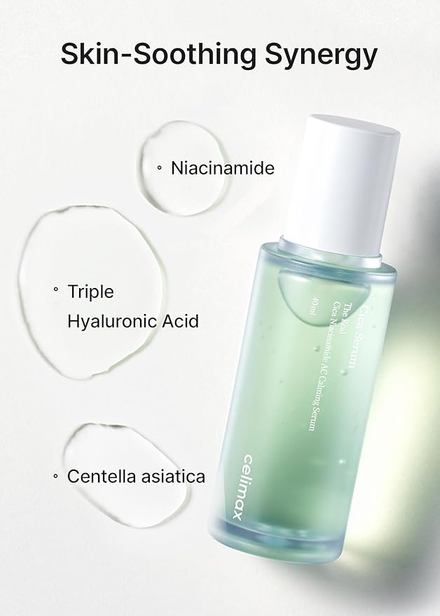 celimax The Real Cica Niacinamide AC Calming Serum 40ml | Hyaluronic Acid Redness Relief Moisturizing Soothing Restoring Serum Mild Formula for Sensitive,Christmas Gift Stocking Stuffers