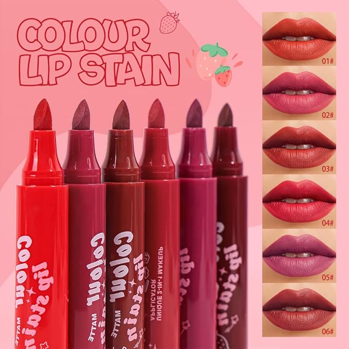 Lip Stain, Waterproof lip tint, Matte Color Look, Longlasting All Day Wear Lip Color, Smudge Proof Natural Finish, Precise Chisel Tip Marker,non sticky lip gloss,kiss proof lip color 02#