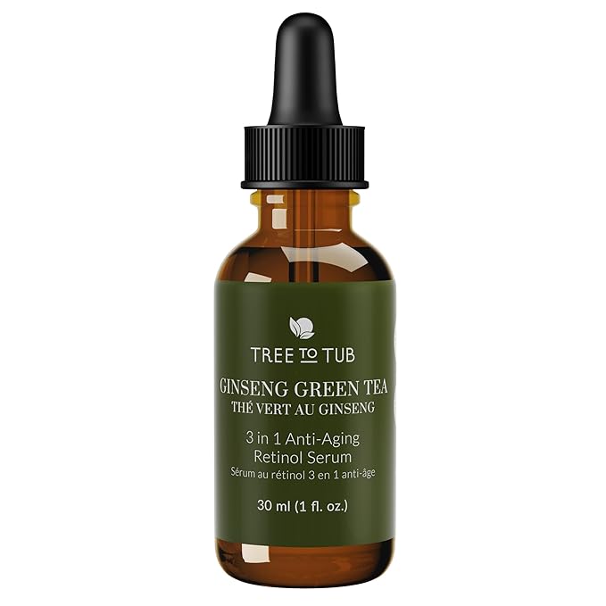 Tree To Tub Anti Aging Retinol, Vitamin C, Hyaluronic Acid Serum for Face & Wrinkles - Hydrating Facial Serum for Dry & Sensitive Skin, Night Serum for Women & Men w/Vitamin A, E, Glycolic Acid