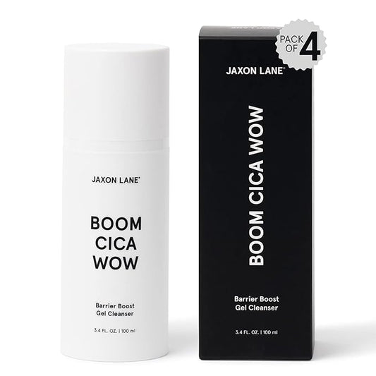 Centella Face Wash for Men Skin Care: BOOM CICA WOW Mens Face Wash Korean Barrier Boost Hydrating Gel Cleanser for Oily, Dry, Acne Prone Skin, Unisex Daily Facial Cleanser with Hyaluronic Acid, 4 Pack
