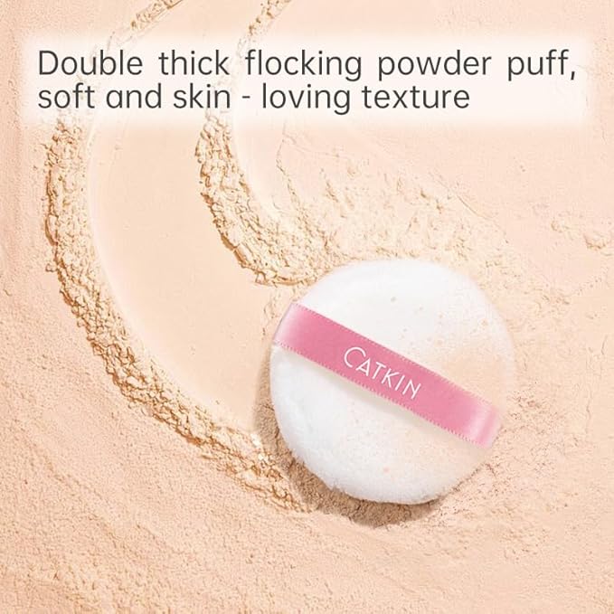 CATKIN Loose Setting Powder - Translucent Matte Finishing Powder, 3 Colors Even Skin Tone, Oil Control Makeup Pore Minimizing Powder with Velour Puff (0.42oz, C02 Matte for Oily Skin)