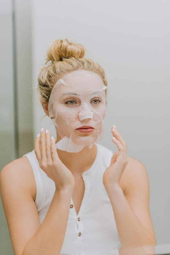 Karuna Brightening+ Sheet Masks for Radiant Skin, Hydrating Face Mask Skin Care Essential, Face Mask with Grapefruit Seed & Rare Asian Plant Extracts Plus Salicylic Acid, 4 Sheets per Pack