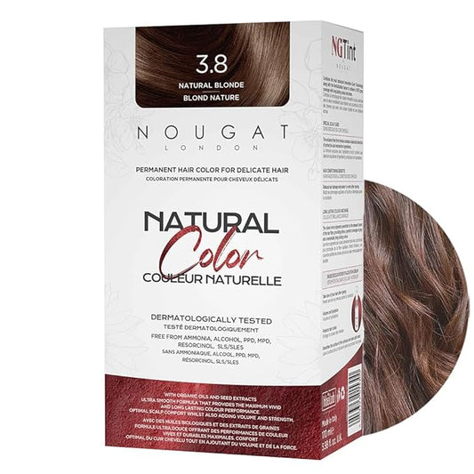 NOUGAT Natural Blonde Natural Permanent Hair Color Kit,Dermatologically Tested, Ammonia & Alcohol Free, 100% Grey Coverage, Hair Mask & Essence included, Long Lasting
