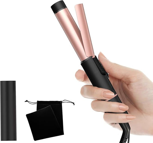 MIni Curling Iron 1 inch，Double Voltage Travel Curling Iron Mini, Hot Tools Curling Irons for Short Hair, Small Curling Wand for Women，60 Min Auto-Off,Curling Wand for Versatile Style