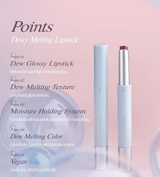Heart Percent Dote On Mood Dewy Melting Lipstick High-Shine Glow & Wet Look Glossy Finish Lip Color, #06. Mood Brown
