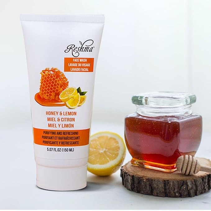 Reshma Beauty Honey & Lemon Face Wash for All Skin Types & Dull Skin, Cleanser for Purifying, Deep Cleansing, and Brightening, Removes Make-Up, For Daily Use, Cruelty-Free, 5.07 fl oz, Pack of 1
