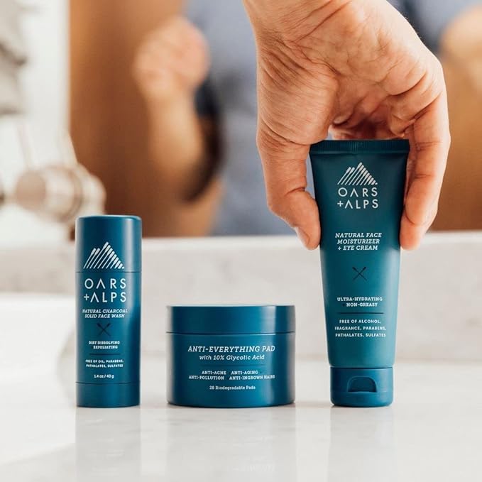 Oars + Alps Anti Everything Pads & Blackhead Remover, Facial Cleanser & Exfoliator with 10% Glycolic & Salicylic Acids for All Skin Types, Exfoliant Hydrates Skin & Reduces Blackheds, Wrinkles,28 ct