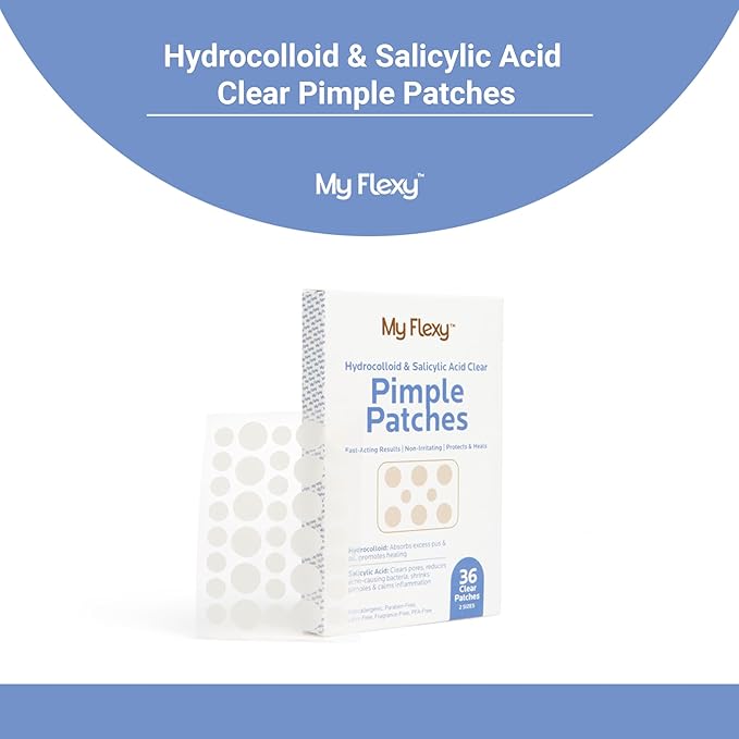 Pimple Patches - Hydrocolloid Acne Patches with Salicylic Acid (36 Acne Dots, 2 sizes), Pimple Patches for Face, Invisible Zit Stickers. Thin, Clear Hydrocolloid Patch; Blemish Protection.