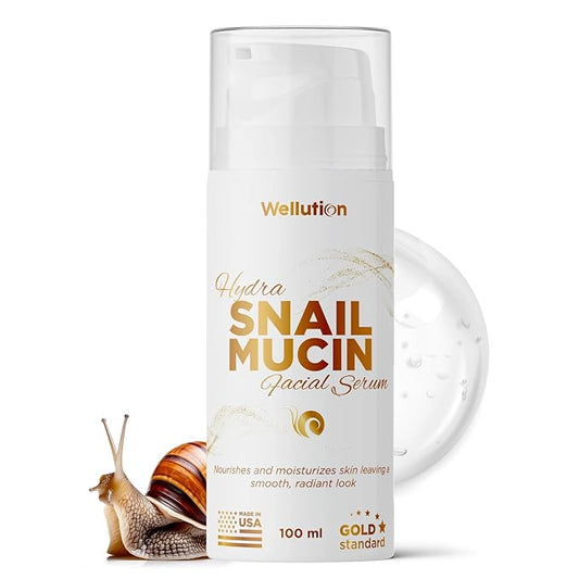 Snail Mucin Essence Moisturizer with Hyaluronic Acid & Aloe – Korean Anti-Aging Skincare – 80% Pure – 3.4oz – Made in USA - by WELLUTION