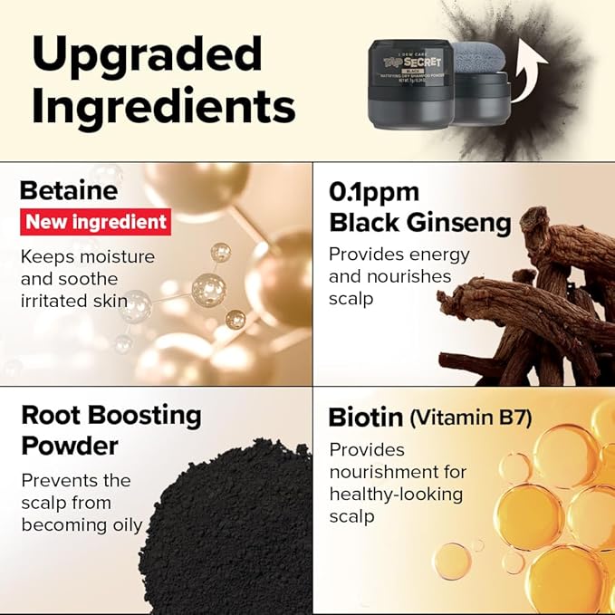 I DEW CARE Biotin Clarifying Dry Shampoo - Tap Secret Black | Strengthening & Volumizing, Powder Type, Refillable, Travel size, Non-aerosol, Black Hair, Korean Ginseng, 0.24 Oz