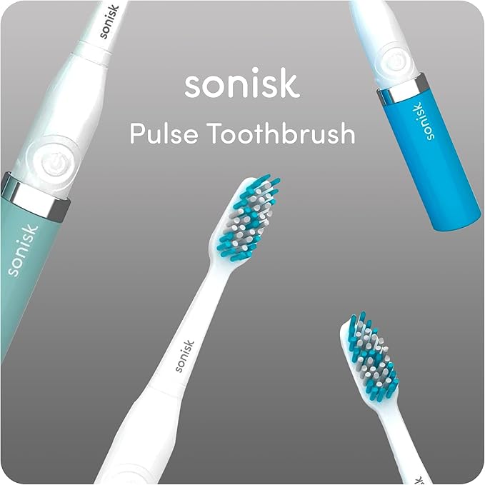 Sonisk Pulse | Battery Powered Electric Toothbrush | Sonic Technology | 1x Battery, 2X Brush Heads, 1x Travel Case Included | 31,000 Strokes Per Minute | Portable Size | Rose Gold
