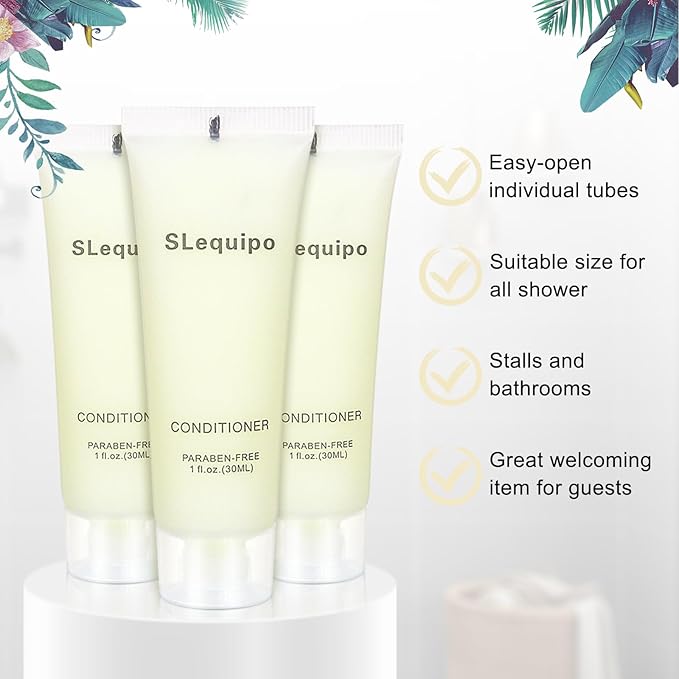 Travel Size Conditioner Bulk (1 fl oz, 30 Pack), Refreshing Hotel Conditioner, Mini and Small Size Conditioner Gel, Guest Hotel Toiletries in Bulk - Mini Conditioner, Clear Container