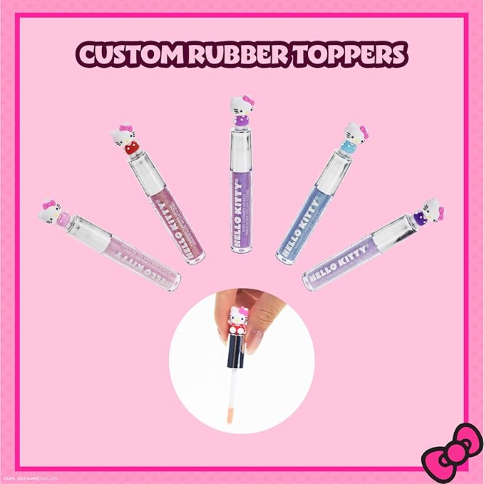 Townley Girl Hello Kitty 5 Pc Plant Based, Moisturizing Lip Gloss Makeup Set for Girls Kids Toddlers, Perfect for Parties Sleepovers Makeovers Birthday Gift for Girls 3 Yrs+