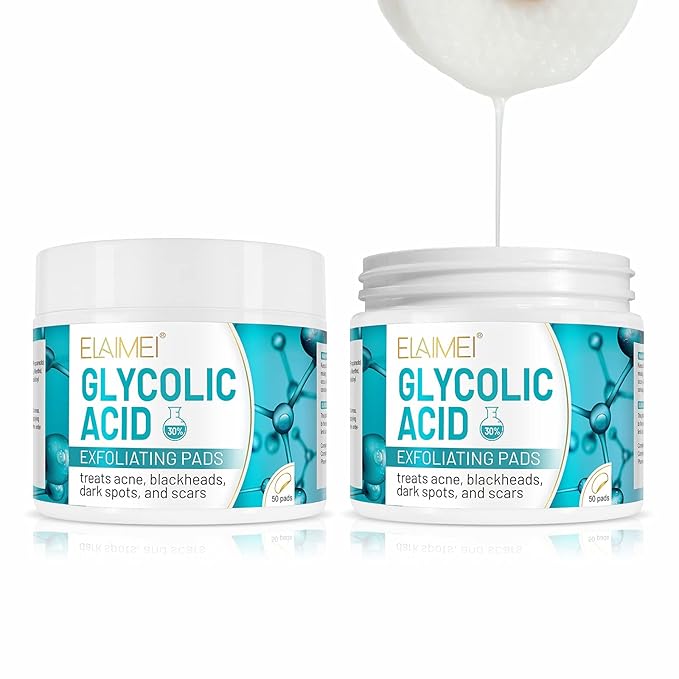 30% Glycolic Acid Pads Wipes for Skin Care Exfoliating Cleansing, Face Pore Cleaner Minimizer Acne Treatment, Chemical Peel Solution for Dark Spots, Breakouts, Scars,Reduce Wrinkle Fine Lines,100 Pads