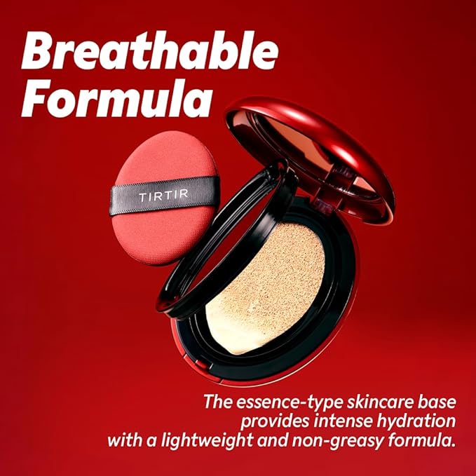 [*Mini Size*] TIRTIR Mask Fit Red Cushion Foundation | Full coverage, Weightless, Skin fit, Satin Glow Finish, Korean Makeup BB Foundation, beauty, Tattoo cover up, Buildable (#33W Ginger, 0.15 Fl Oz)