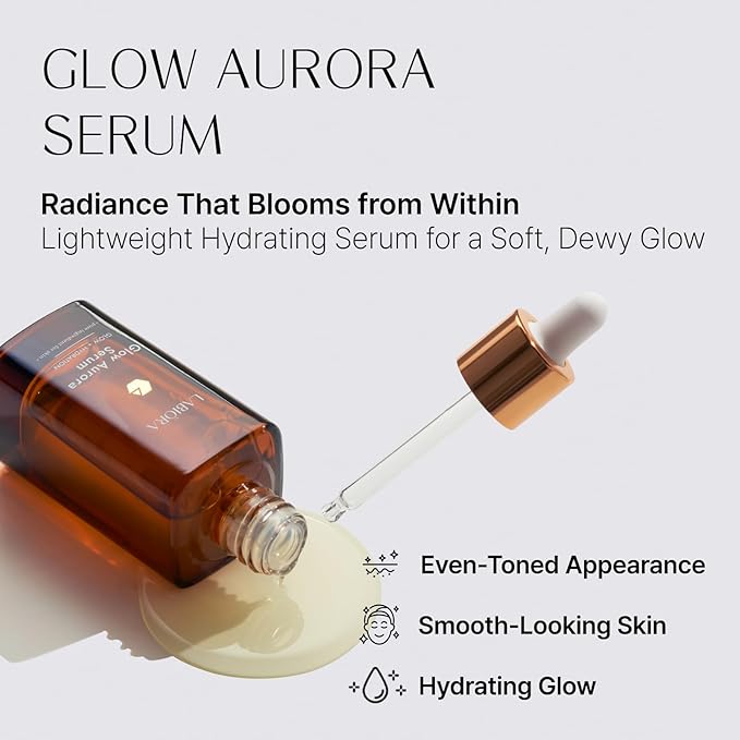 Glow Aurora Serum – Lightweight Korean Glow Drops for Face with Niacinamide, Hyaluronic Acid & Lutein, Face Glow Serum for a Dewy, Healthy-Looking Complexion, 1.01 fl oz / 30ml