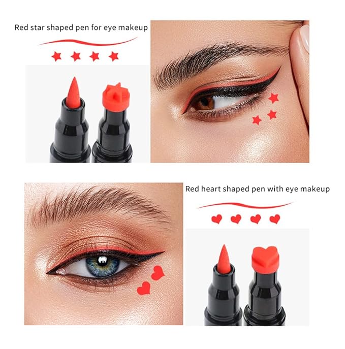 Go Ho Red Liquid Eyeliner Stamp, Star Stamp Makeup, Double-Side Waterproof Pen, Long-lasting Smudge-proof Tools, Eye Liner Makeup, 1 PC