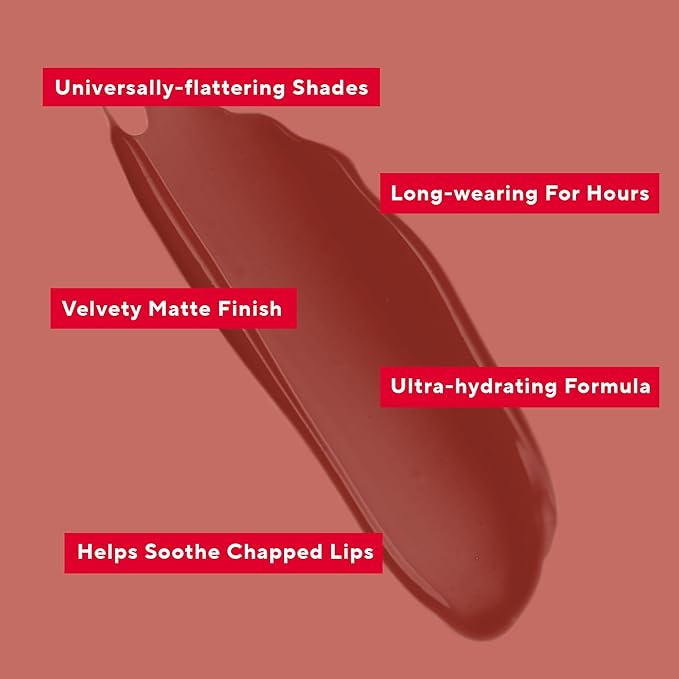 Mirabella Luxe Advanced Formula Matte Lip Gloss, Richly Pigmented Long-Wear and Full-Coverage Liquid Lipstick, Matte Lipstick for Women Stays Put and Won't Dry or Crack Lips, Bombshell