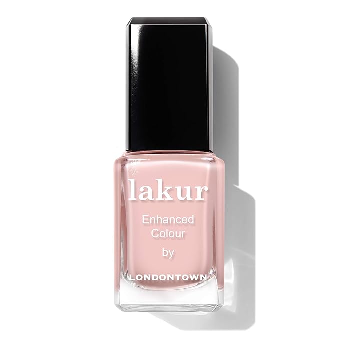 LONDONTOWN lakur Nail Polish - Chip-Resistant, Non-Toxic, Conditions & Hydrates Nails | Glossy Soft Sheer Pink, Invisible Crown, .40 fl oz