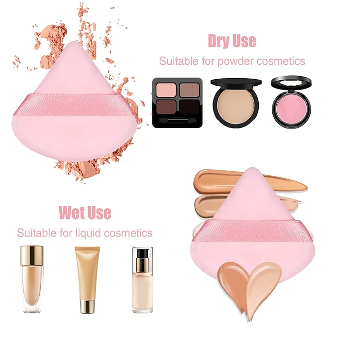 Pimoys 15 Pieces Powder Puff Face Triangle Makeup Puffs for Loose Powder Setting Powder Foundation Sponge Beauty Makeup Tool